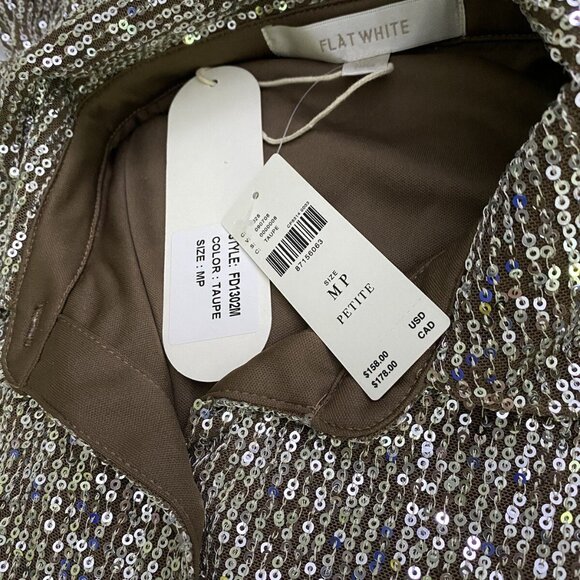 NWT ANTHROPOLOGIE Flat White Sequin Tunic Dress size MP PM Taupe color new - Picture 3 of 6